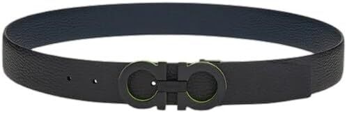 Salvatore Ferragamo Black Gancini Adjustable Reversible Leather Belt